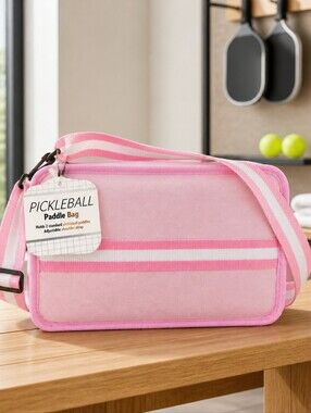 Pickleball Paddle Bag in Pink and White